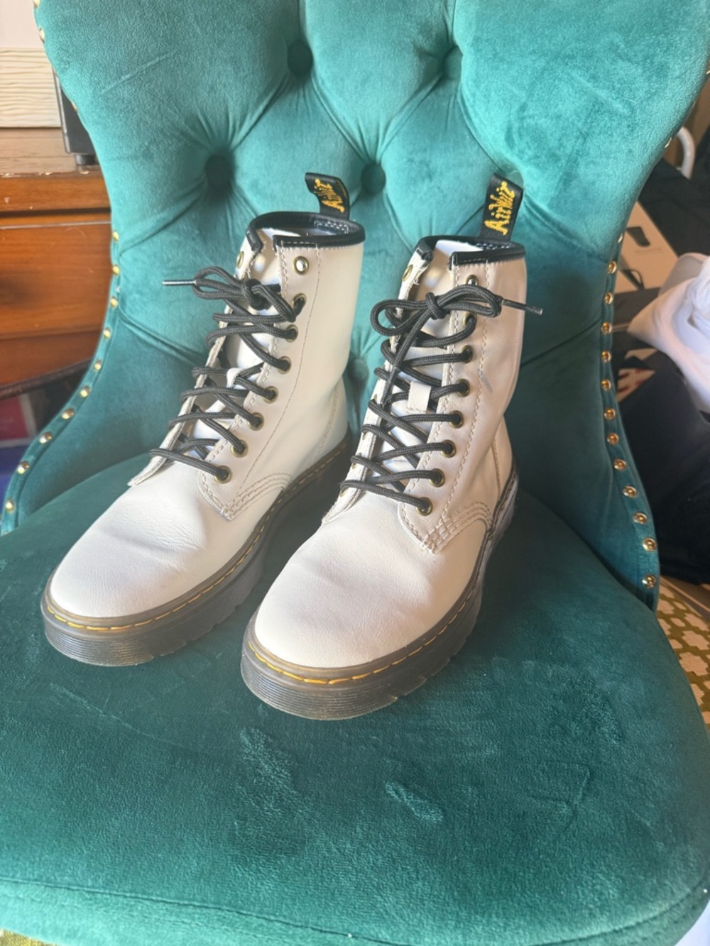 Dr. Martens White Leather Lace-Up Combat Boots NWOT